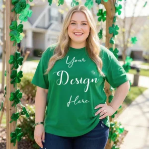 Womens Green Plus-size T-shirt Mockup-1 Front View | For Etsy, Shopify and POD Sellers