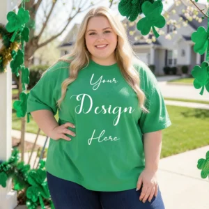 Womens Green Plus-size T-shirt Mockup-2 Front View | For Etsy, Shopify and POD Sellers