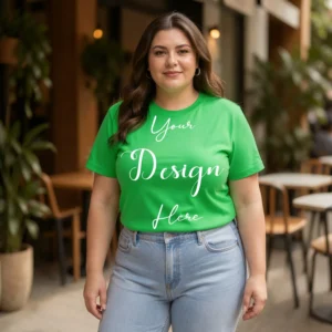 Womens Green Plus-size T-shirt Mockup-4 Front View | For Etsy, Shopify and POD Sellers
