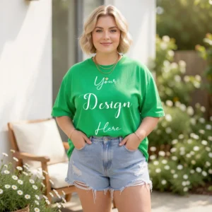 Womens Green Plus-size T-shirt Mockup-6 Front View | For Etsy, Shopify and POD Sellers