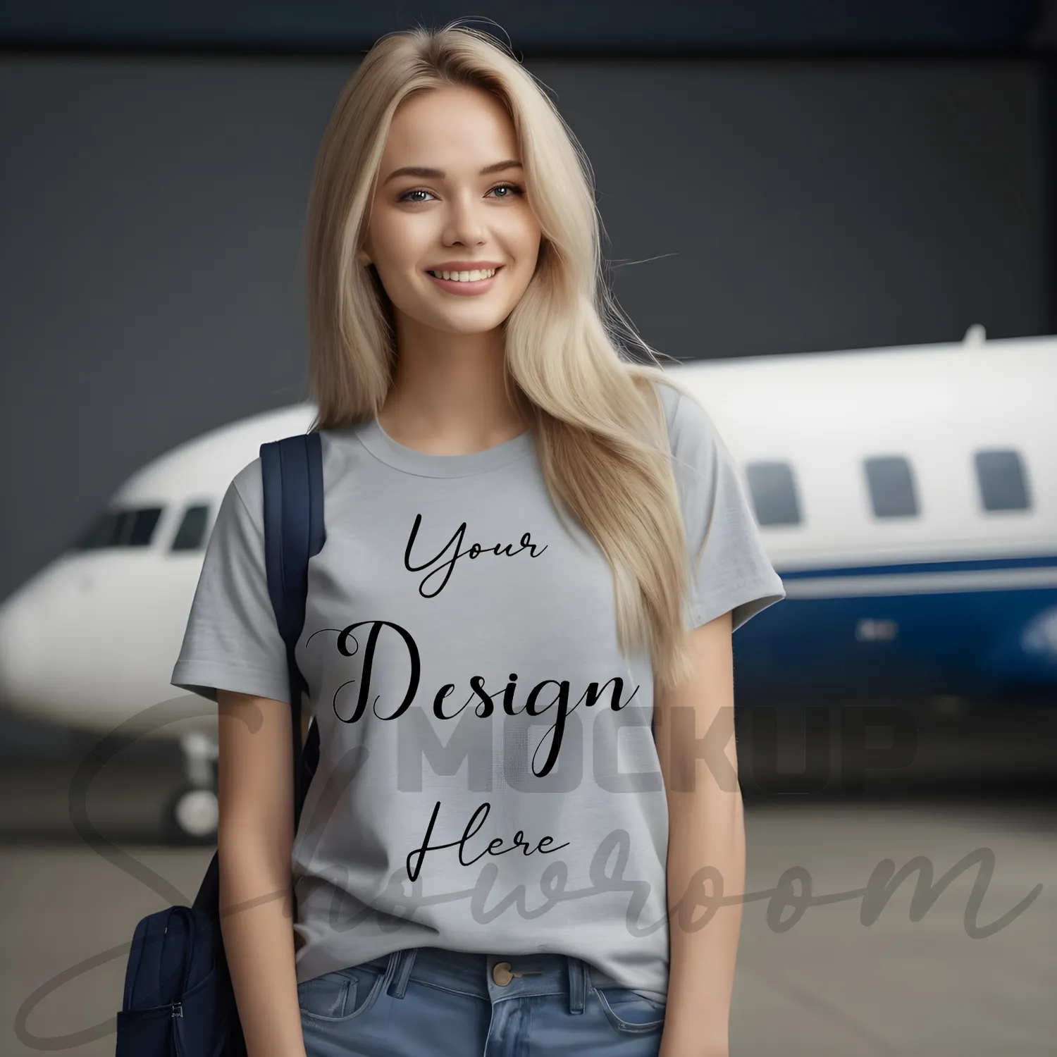Women's Ash Gray T-Shirt Mockup, Front View