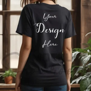 Women's Black T-Shirt Mockup, Back View