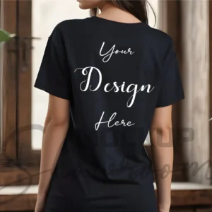 Women's Black T-Shirt Mockup, Back View