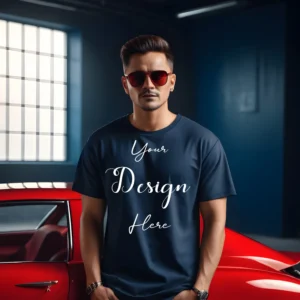 Mens Black T-Shirt Mockup, Front View