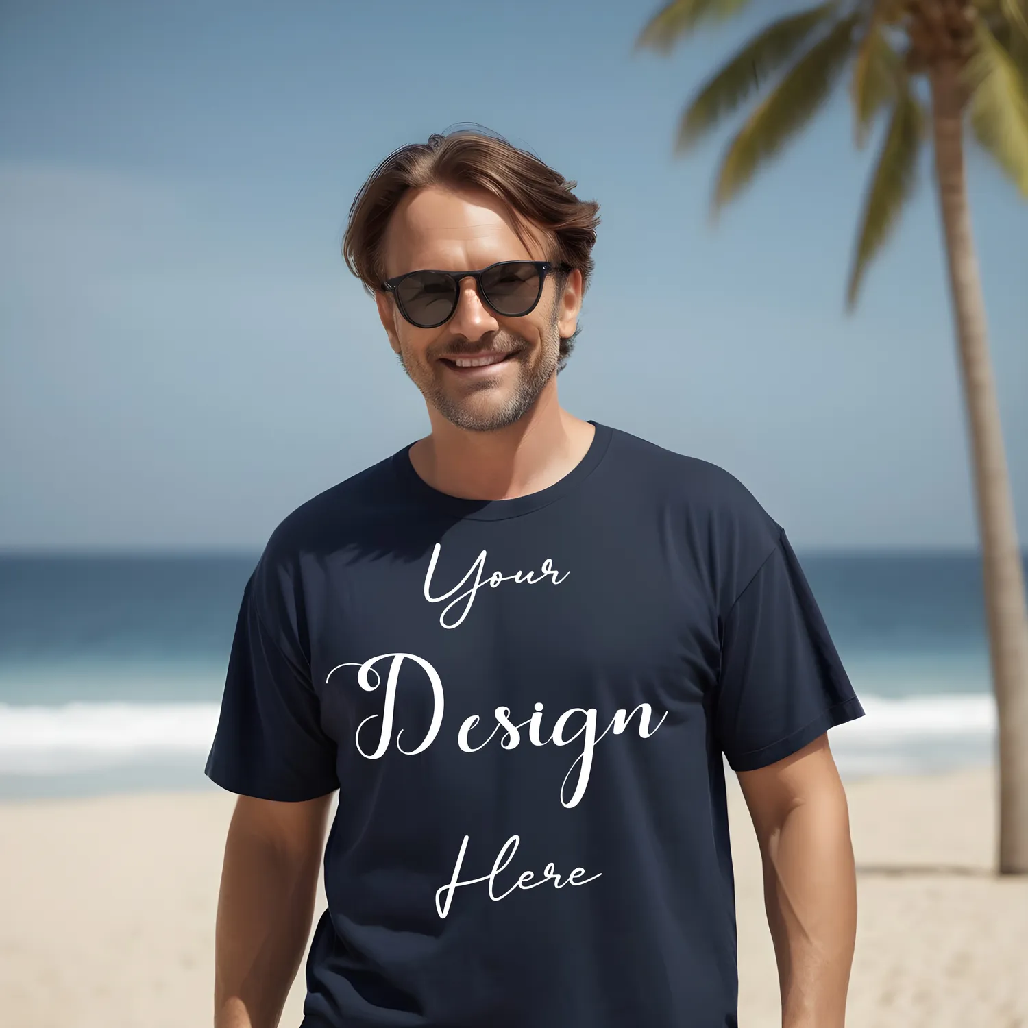 Mens Black T-Shirt Mockup, Front View