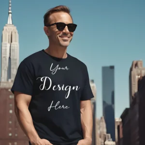 Mens Black T-Shirt Mockup, Front View