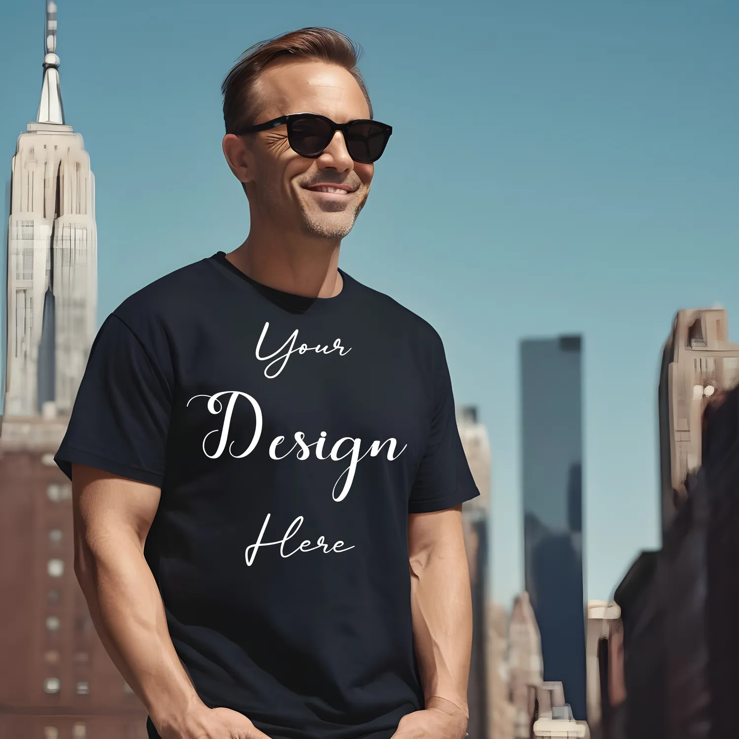 Mens Black T-Shirt Mockup, Front View