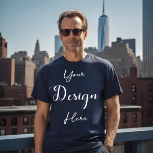 Mens Black T-Shirt Mockup, Front View