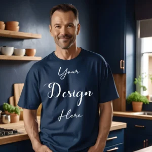 Mens Black T-Shirt Mockup, Front View