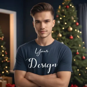 Mens Black T-Shirt Mockup, Front View