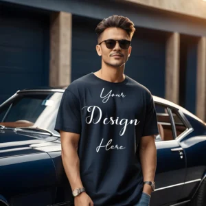 Mens Black T-Shirt Mockup, Front View