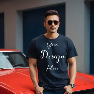 Mens Black T-Shirt Mockup, Front View