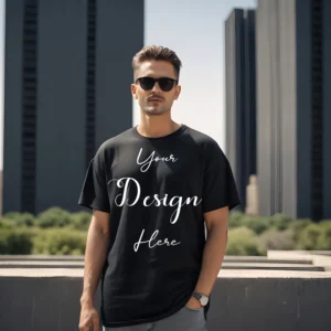 Mens Black T-Shirt Mockup, Front View