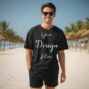 Mens Black T-Shirt Mockup, Front View