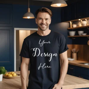 Mens Black T-Shirt Mockup, Front View
