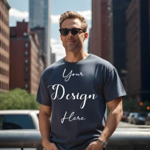 Mens Black T-Shirt Mockup, Front View