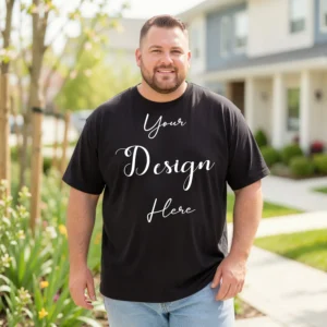 Mens Black Plus-size T-shirt Mockup, Front View