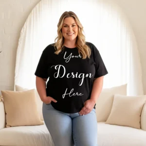 Womens Black Plus-size T-shirt Mockup-1 Front View | For Etsy, Shopify and POD Sellers