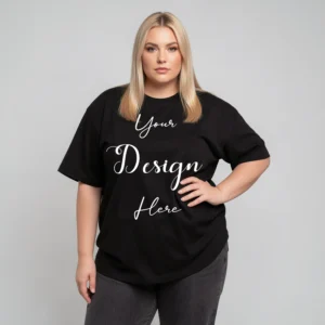 Womens Black Plus-size T-shirt Mockup-10 Front View | For Etsy, Shopify and POD Sellers