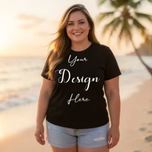 Womens Black Plus-size T-shirt Mockup-11 Front View | For Etsy, Shopify and POD Sellers