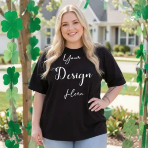 Womens Black Plus-size T-shirt Mockup-13 Front View | For Etsy, Shopify and POD Sellers