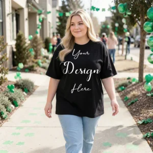 Womens Black Plus-size T-shirt Mockup-2 Front View | For Etsy, Shopify and POD Sellers