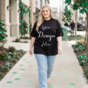 Womens Black Plus-size T-shirt Mockup-3 Front View | For Etsy, Shopify and POD Sellers