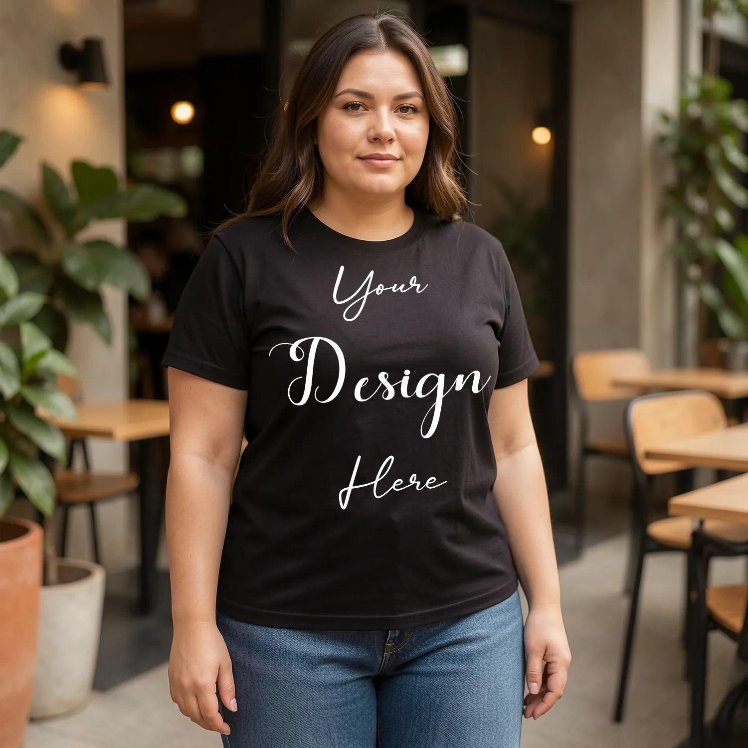 Womens Black Plus-size T-shirt Mockup-4 Front View | For Etsy, Shopify and POD Sellers