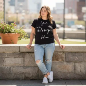 Womens Black Plus-size T-shirt Mockup-6 Front View | For Etsy, Shopify and POD Sellers