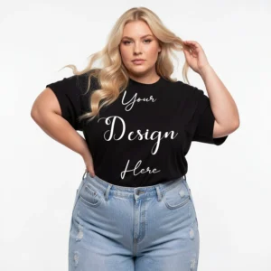 Womens Black Plus-size T-shirt Mockup-8 Front View | For Etsy, Shopify and POD Sellers