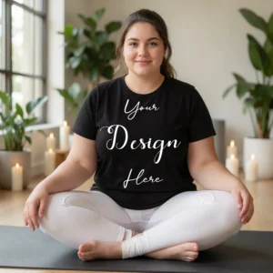 Womens Black Plus-size T-shirt Mockup-9 Front View | For Etsy, Shopify and POD Sellers