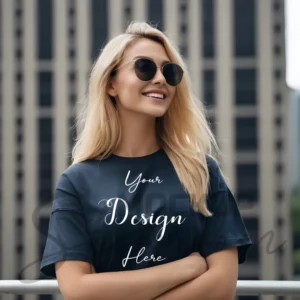 Women's Black T-Shirt Mockup, Front View