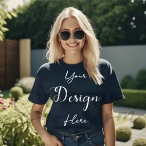 Women's Black T-Shirt Mockup, Front View