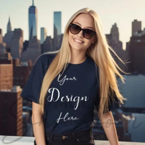 Women's Black T-Shirt Mockup, Front View