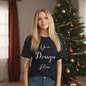 Women's Black T-Shirt Mockup, Front View