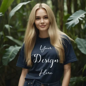 Women's Black T-Shirt Mockup, Front View