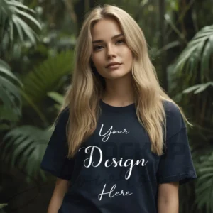 Women's Black T-Shirt Mockup, Front View