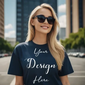 Women's Black T-Shirt Mockup, Front View