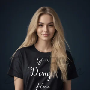 Women's Black T-Shirt Mockup, Front View