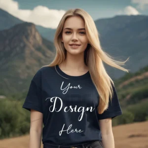 Women's Black T-Shirt Mockup, Front View