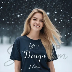 Women's Black T-Shirt Mockup, Front View