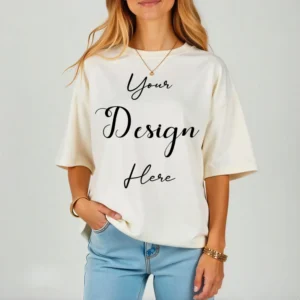 Women's Cream T-Shirt Mockup, Front View