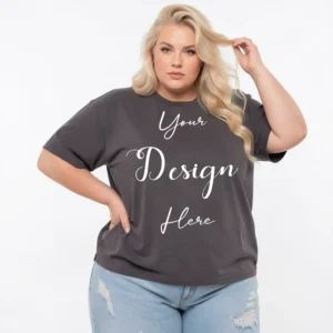 Womens Dark Gray Plus-size T-shirt Mockup-1 Front View | For Etsy, Shopify and POD Sellers