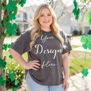 Womens Dark Gray Plus-size T-shirt Mockup-2 Front View | For Etsy, Shopify and POD Sellers