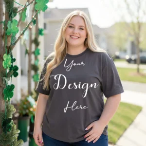 Womens Dark Gray Plus-size T-shirt Mockup-3 Front View | For Etsy, Shopify and POD Sellers