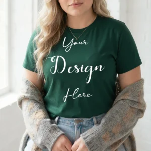 Womens Dark Green Plus-size T-shirt Mockup-1 Front View | For Etsy, Shopify and POD Sellers