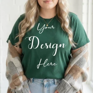 Womens Dark Green Plus-size T-shirt Mockup-2 Front View | For Etsy, Shopify and POD Sellers