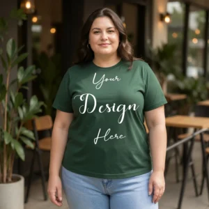 Womens Dark Green Plus-size T-shirt Mockup-3 Front View | For Etsy, Shopify and POD Sellers
