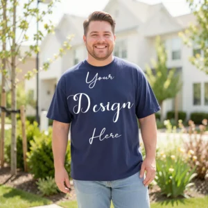 Mens Black Plus-size T-shirt Mockup, Front View