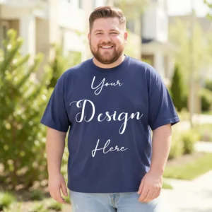 Mens Black Plus-size T-shirt Mockup, Front View